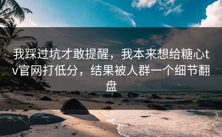 我踩过坑才敢提醒，我本来想给糖心tv官网打低分，结果被人群一个细节翻盘
