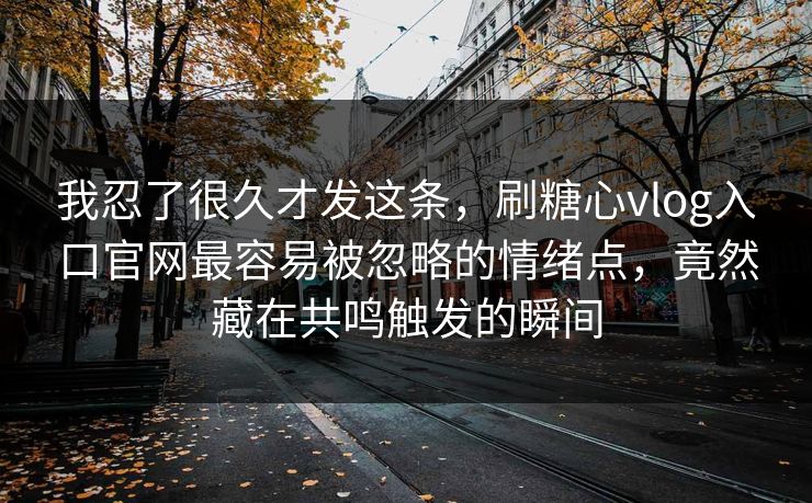 我忍了很久才发这条，刷糖心vlog入口官网最容易被忽略的情绪点，竟然藏在共鸣触发的瞬间