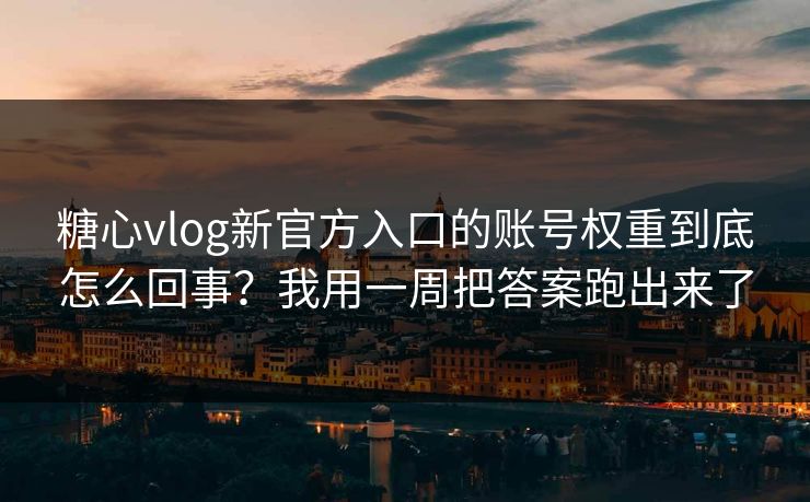糖心vlog新官方入口的账号权重到底怎么回事？我用一周把答案跑出来了