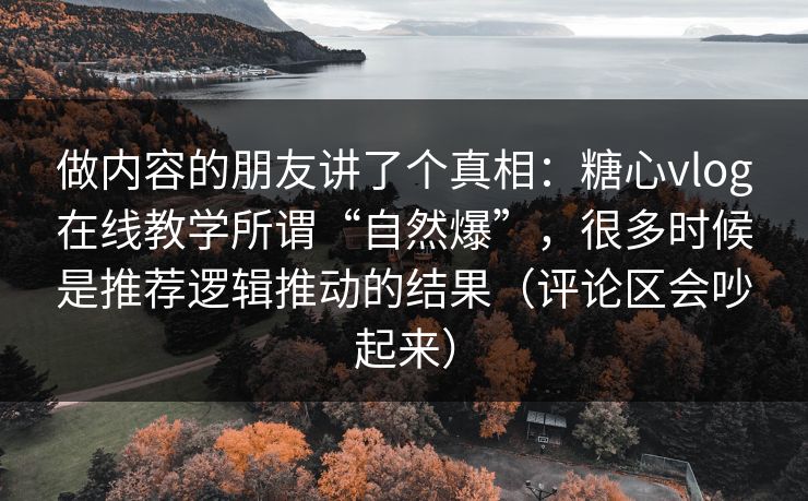 做内容的朋友讲了个真相：糖心vlog在线教学所谓“自然爆”，很多时候是推荐逻辑推动的结果（评论区会吵起来）