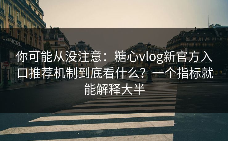 你可能从没注意：糖心vlog新官方入口推荐机制到底看什么？一个指标就能解释大半