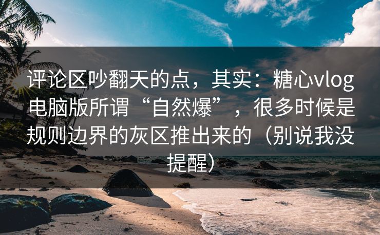 评论区吵翻天的点，其实：糖心vlog电脑版所谓“自然爆”，很多时候是规则边界的灰区推出来的（别说我没提醒）