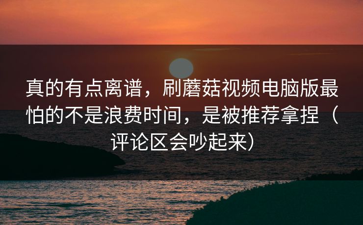 真的有点离谱，刷蘑菇视频电脑版最怕的不是浪费时间，是被推荐拿捏（评论区会吵起来）