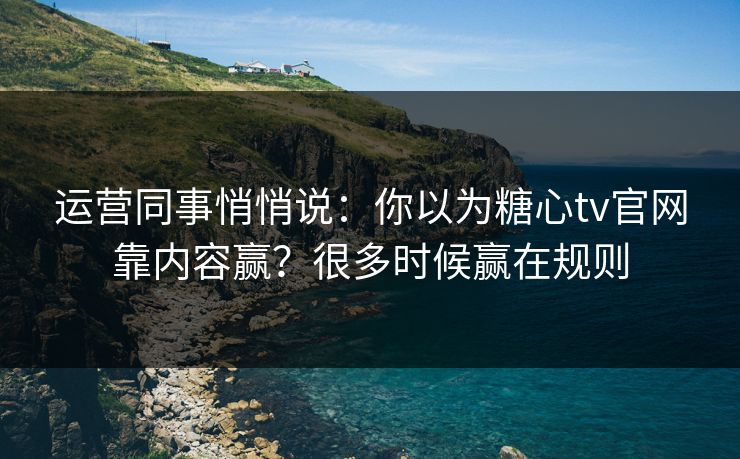 运营同事悄悄说:你以为糖心tv官网靠内容赢?很多时候赢在规则 运营同事悄悄说:你以为糖心tv官网靠内容赢?很多时候赢在规则