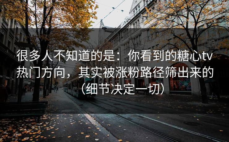 很多人不知道的是:你看到的糖心tv热门方向,其实被涨粉路径筛出来的(细节决定一切) 很多人不知道的是:你看到的糖心tv热门方向,其实被涨粉路径筛出来的(细节决定一切)